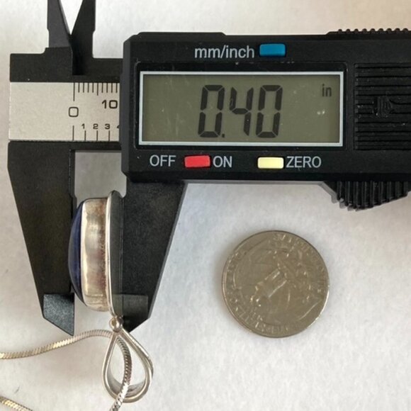 Sterling Silver 925 1.66" Sodalite Hinged Pendant Necklace 18" Snake Chain 24g - Picture 15 of 16